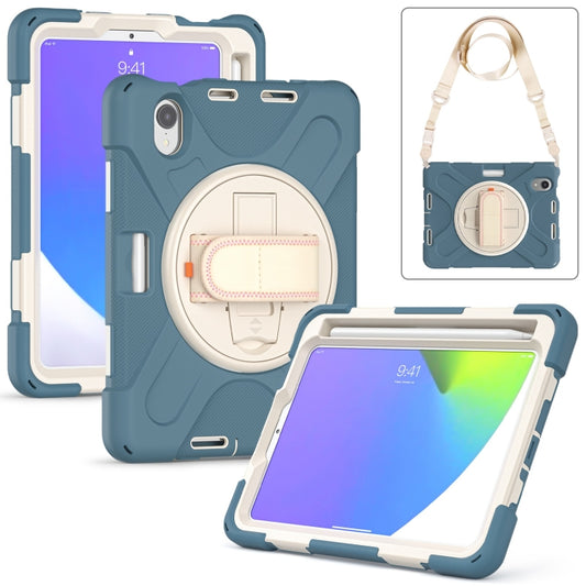 For iPad mini 6 / mini 2024 Silicone Hybrid PC Tablet Case with Grip Holder & Shoulder Strap(Cornflower Blue) - iPad mini 2024 Cases by buy2fix | Online Shopping UK | buy2fix