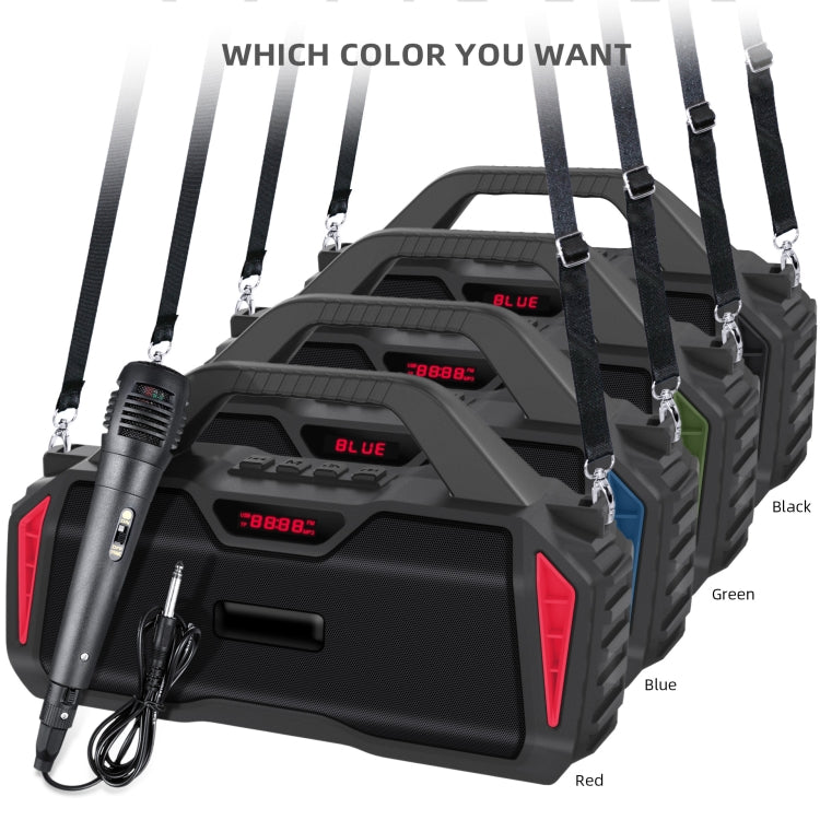 New Rixing NR-6011M Bluetooth 5.0 Portable Outdoor Karaoke Wireless Bluetooth Speaker with Microphone & Shoulder Strap(Red) - Desktop Speaker by NewRixing | Online Shopping UK | buy2fix