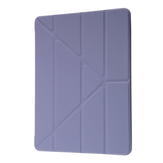For iPad 10.2 2021 / 2020 / 2019 Deformation Transparent Acrylic Horizontal Flip PU Leather Case with Multi-folding Holder & Sleep / Wake-up Function & Pen Slot(Lavender Grey) by buy2fix