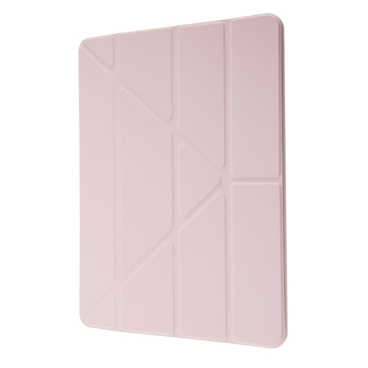 For iPad 10.2 2021 / 2020 / 2019 Deformation Transparent Acrylic Horizontal Flip PU Leather Case with Multi-folding Holder & Sleep / Wake-up Function & Pen Slot(Rose Gold) by buy2fix