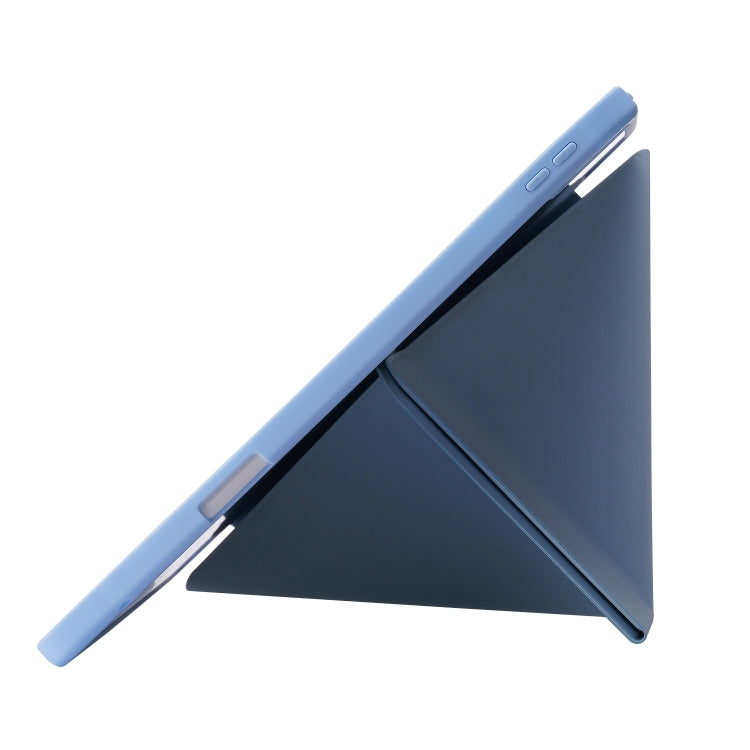 For iPad Pro 11 2022 / 2021 / 2020 / 2018 Deformation Transparent Acrylic Horizontal Flip PU Leather Tablet Case with Multi-folding Holder & Sleep / Wake-up Function & Pen Slot(Dark Blue) - iPad Pro 11 (2022/2021) Cases by buy2fix | Online Shopping UK | buy2fix