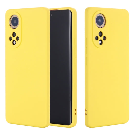 For Honor 50 Solid Color Liquid Silicone Dropproof Full Coverage Protective Case(Yellow) by buy2fix