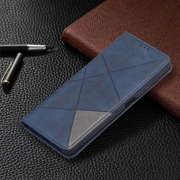 For Xiaomi Mi 11T Rhombus Texture Horizontal Flip Magnetic Leather Case with Holder & Card Slots(Blue) by buy2fix