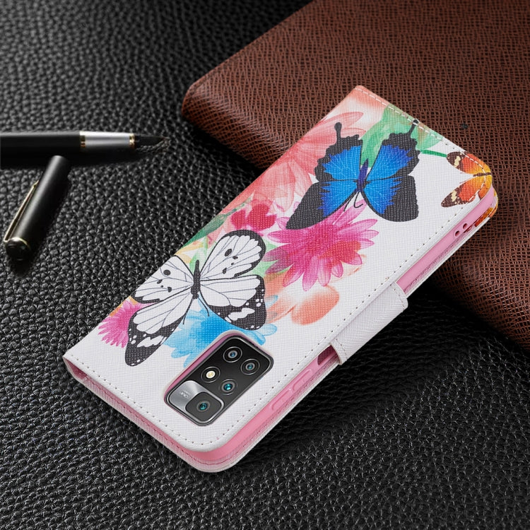 For Xiaomi Redmi 10 Colored Drawing Pattern Horizontal Flip Leather Case with Holder & Card Slots & Wallet(Butterflies) by buy2fix