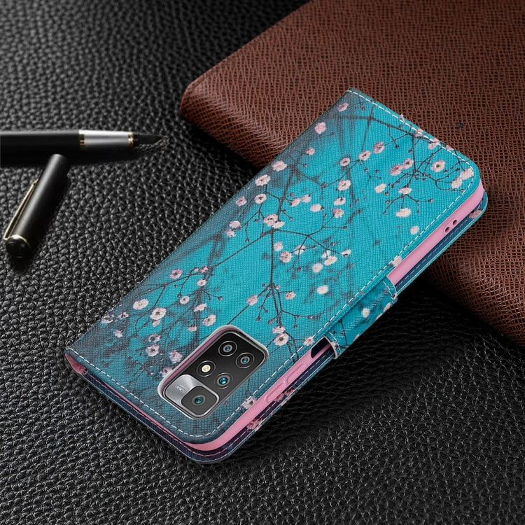 For Xiaomi Redmi 10 Colored Drawing Pattern Horizontal Flip Leather Case with Holder & Card Slots & Wallet(Plum Blossom) by buy2fix