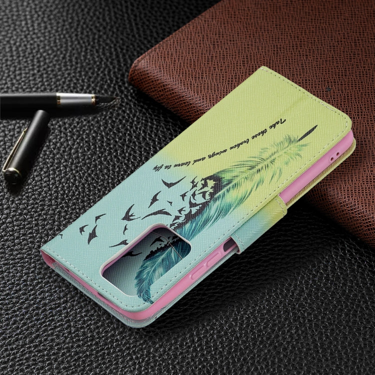 For Xiaomi Mi 11T Colored Drawing Pattern Horizontal Flip Leather Case with Holder & Card Slots & Wallet(Feather) by buy2fix