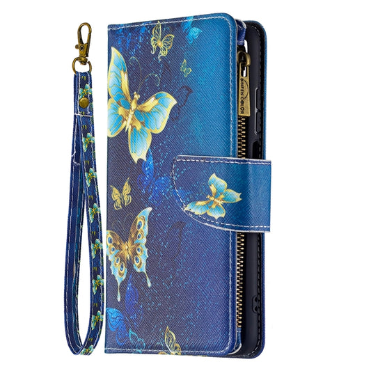 For Xiaomi Redmi 10 Colored Drawing Pattern Zipper Horizontal Flip Leather Case with Holder & Card Slots & Wallet(Gold Butterfly) by buy2fix