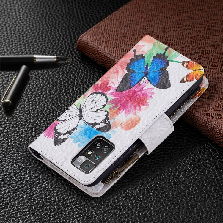 For Xiaomi Redmi 10 Colored Drawing Pattern Zipper Horizontal Flip Leather Case with Holder & Card Slots & Wallet(Two Butterflies) by buy2fix
