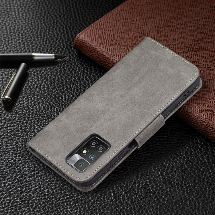For Xiaomi Redmi 10 Retro Lambskin Texture Pure Color Horizontal Flip PU Leather Case with Holder & Card Slots & Wallet & Lanyard(Grey) by buy2fix