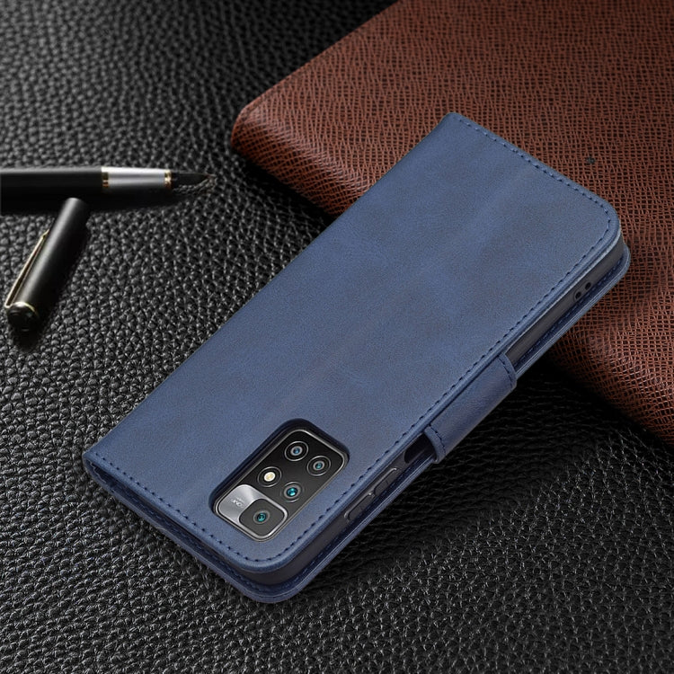 For Xiaomi Redmi 10 Retro Lambskin Texture Pure Color Horizontal Flip PU Leather Case with Holder & Card Slots & Wallet & Lanyard(Blue) by buy2fix