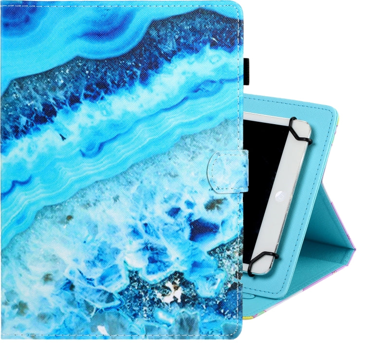 8 inch Universal Colored Drawing Horizontal Flip PU Leather Case with Holder & Card Slot(Blue Marble) - 8 inch by buy2fix | Online Shopping UK | buy2fix