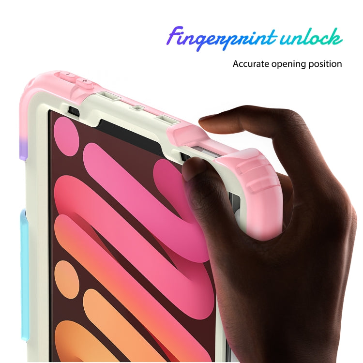 For iPad mini 2024 / mini 6 Shockproof Silicone + PC Protective Tablet Case with Holder & Shoulder Strap & Pen Slot(Beige + Rose Gold) - iPad mini 6 Cases by buy2fix | Online Shopping UK | buy2fix