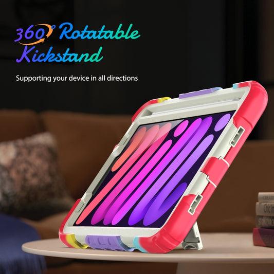For iPad mini 2024 / mini 6 Shockproof Silicone + PC Protective Tablet Case with Holder & Shoulder Strap & Pen Slot(Beige + Camouflage Red) - iPad mini 6 Cases by buy2fix | Online Shopping UK | buy2fix