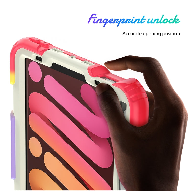 For iPad mini 2024 / mini 6 Shockproof Silicone + PC Protective Tablet Case with Holder & Shoulder Strap & Pen Slot(Beige + Camouflage Red) - iPad mini 6 Cases by buy2fix | Online Shopping UK | buy2fix
