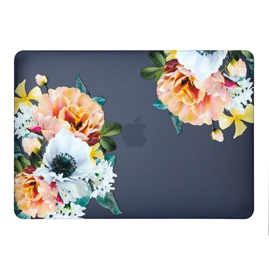 For Macbook Pro 16 inch Laptop Water Stick Style Protective Case(Black Flower) by buy2fix