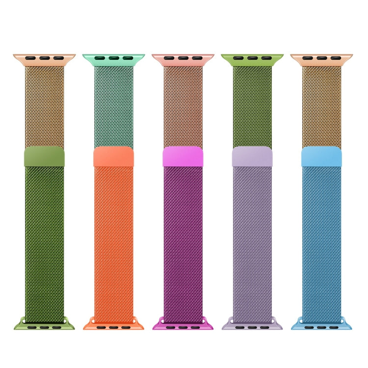 Gradient Color Milan Watch Band For Apple Watch Series 7 45mm/6&SE&5&4 44mm/3&2&1 42mm(Orange Light Blue) by buy2fix