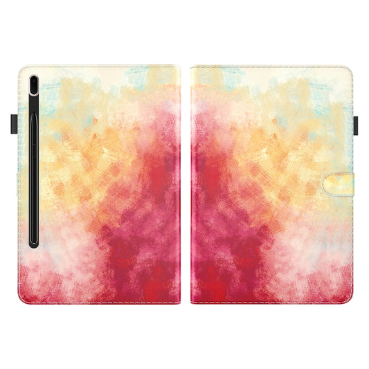 For Samsung Galaxy Tab S7 FE 12.4 inch 2021 T730 / T736 Voltage Watercolor Pattern Skin Feel Magnetic Horizontal Flip PU Leather Case with Holder & Card Slots & Photo Frame(Spring Cherry) by buy2fix