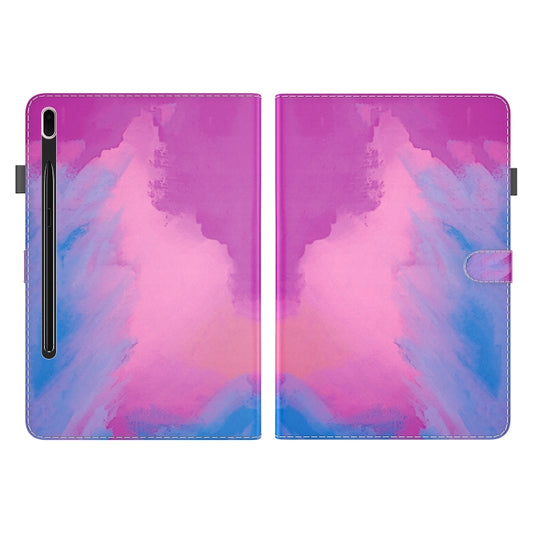 For Samsung Galaxy Tab S7 FE 12.4 inch 2021 T730 / T736 Voltage Watercolor Pattern Skin Feel Magnetic Horizontal Flip PU Leather Case with Holder & Card Slots & Photo Frame(Purple Red) by buy2fix