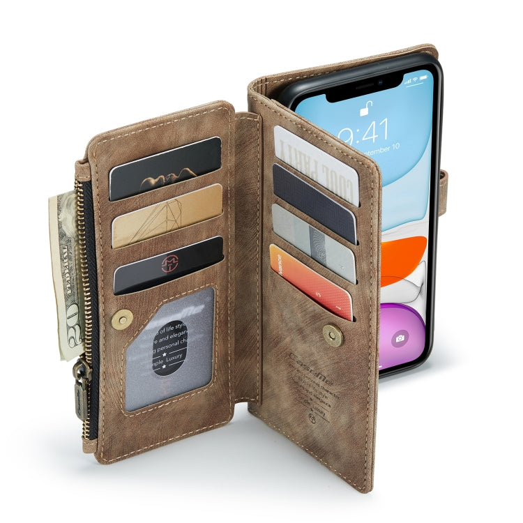 For iPhone 11 CaseMe-C30 PU + TPU Multifunctional Horizontal Flip Leather Case with Holder & Card Slot & Wallet & Zipper Pocket (Brown) by CaseMe