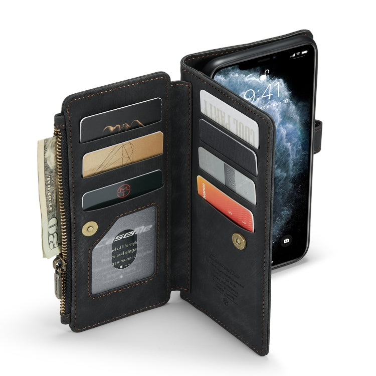 For iPhone 11 Pro Max CaseMe-C30 PU + TPU Multifunctional Horizontal Flip Leather Case with Holder & Card Slot & Wallet & Zipper Pocket (Black) by CaseMe