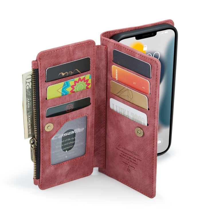 For iPhone 12 Pro Max CaseMe-C30 PU + TPU Multifunctional Horizontal Flip Leather Case with Holder & Card Slot & Wallet & Zipper Pocket(Red) - iPhone 12 Pro Max Cases by CaseMe | Online Shopping UK | buy2fix