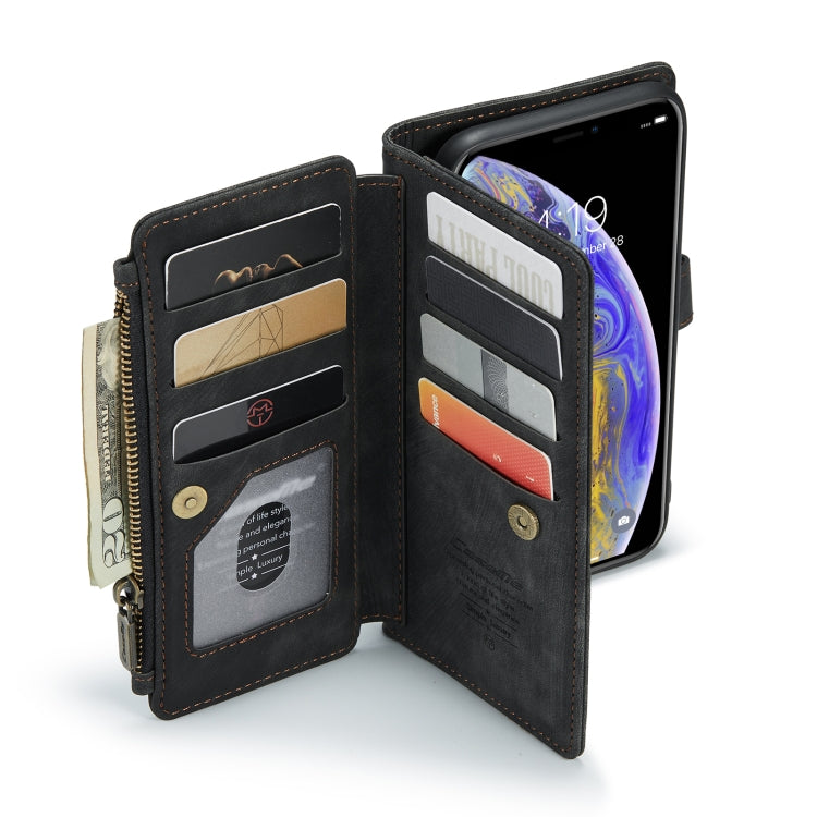 For iPhone XS Max CaseMe-C30 PU + TPU Multifunctional Horizontal Flip Leather Case with Holder & Card Slot & Wallet & Zipper Pocket(Black) by CaseMe
