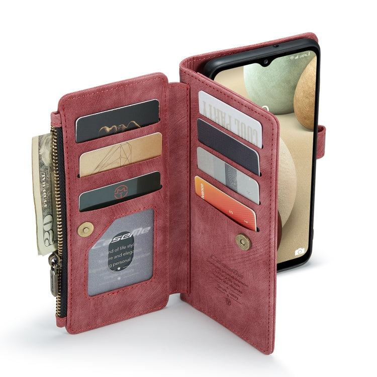 For Samsung Galaxy A12 CaseMe-C30 PU + TPU Multifunctional Horizontal Flip Leather Case with Holder & Card Slot & Wallet & Zipper Pocket(Red) by CaseMe