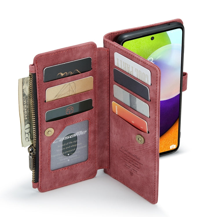 For Samsung Galaxy A52 5G / 4G CaseMe-C30 PU + TPU Multifunctional Horizontal Flip Leather Case with Holder & Card Slot & Wallet & Zipper Pocket(Red) by CaseMe