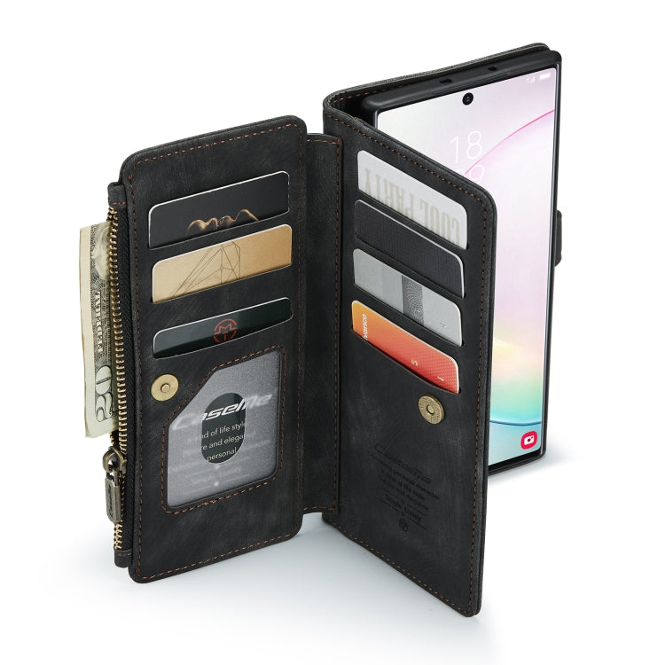 For Samsung Galaxy Note10+ CaseMe-C30 PU + TPU Multifunctional Horizontal Flip Leather Case with Holder & Card Slot & Wallet & Zipper Pocket(Black) by CaseMe