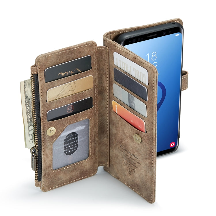 For Samsung Galaxy S9+ CaseMe-C30 PU + TPU Multifunctional Horizontal Flip Leather Case with Holder & Card Slot & Wallet & Zipper Pocket(Brown) by CaseMe