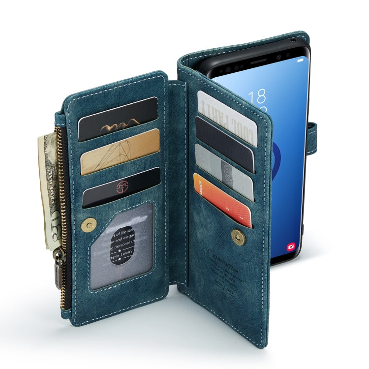 For Samsung Galaxy S9+ CaseMe-C30 PU + TPU Multifunctional Horizontal Flip Leather Case with Holder & Card Slot & Wallet & Zipper Pocket(Blue) by CaseMe