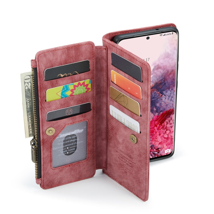 For Samsung Galaxy S20 5G CaseMe-C30 PU + TPU Multifunctional Horizontal Flip Leather Case with Holder & Card Slot & Wallet & Zipper Pocket(Red) by CaseMe