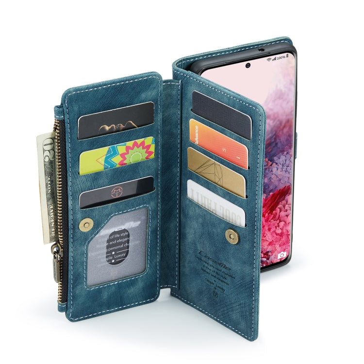 For Samsung Galaxy S20 5G CaseMe-C30 PU + TPU Multifunctional Horizontal Flip Leather Case with Holder & Card Slot & Wallet & Zipper Pocket(Blue) by CaseMe