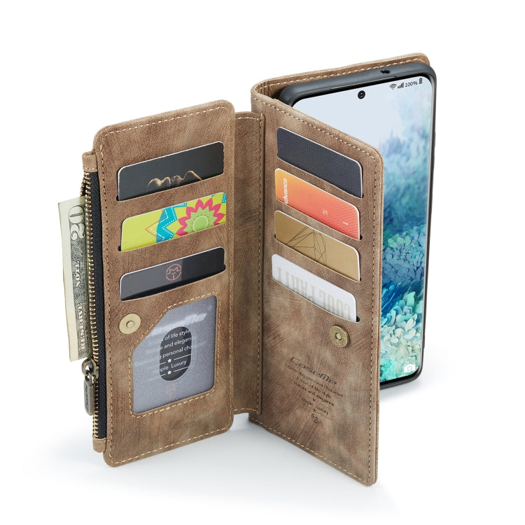 For Samsung Galaxy S20+ 5G CaseMe-C30 PU + TPU Multifunctional Horizontal Flip Leather Case with Holder & Card Slot & Wallet & Zipper Pocket(Brown) by CaseMe