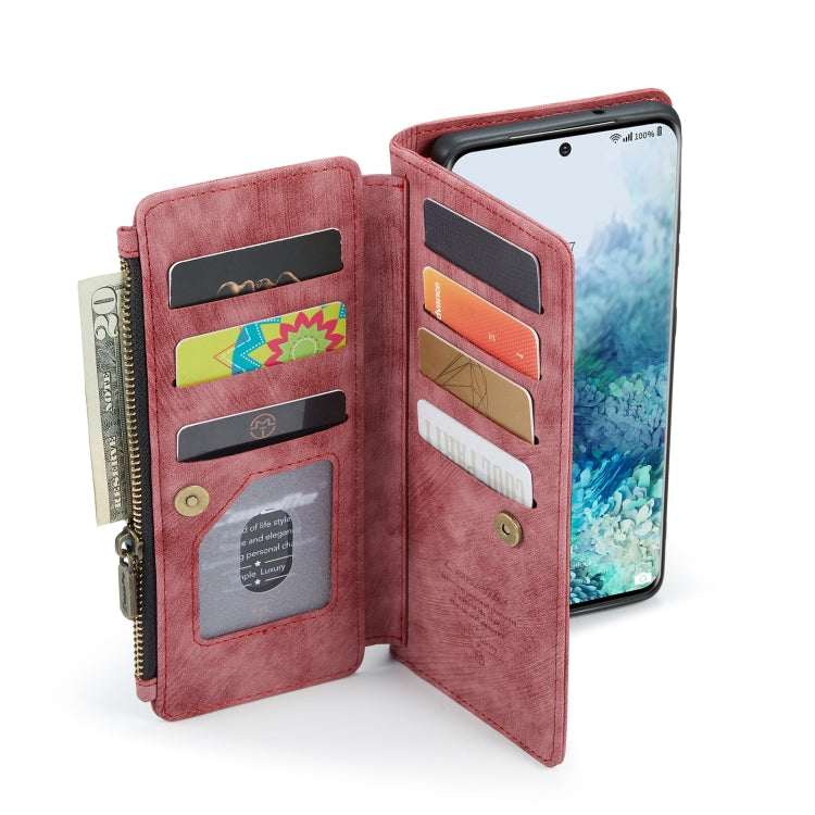 For Samsung Galaxy S20+ 5G CaseMe-C30 PU + TPU Multifunctional Horizontal Flip Leather Case with Holder & Card Slot & Wallet & Zipper Pocket(Red) by CaseMe