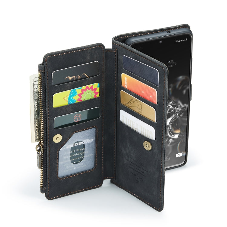 For Samsung Galaxy S20 Ultra 5G CaseMe-C30 PU + TPU Multifunctional Horizontal Flip Leather Case with Holder & Card Slot & Wallet & Zipper Pocket(Black) by CaseMe