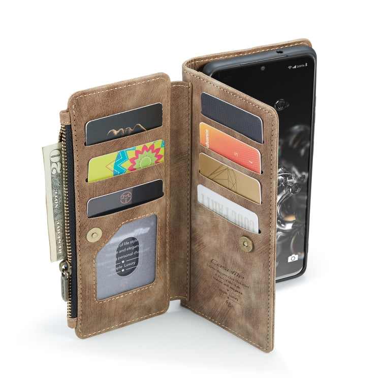 For Samsung Galaxy S20 Ultra 5G CaseMe-C30 PU + TPU Multifunctional Horizontal Flip Leather Case with Holder & Card Slot & Wallet & Zipper Pocket(Brown) by CaseMe