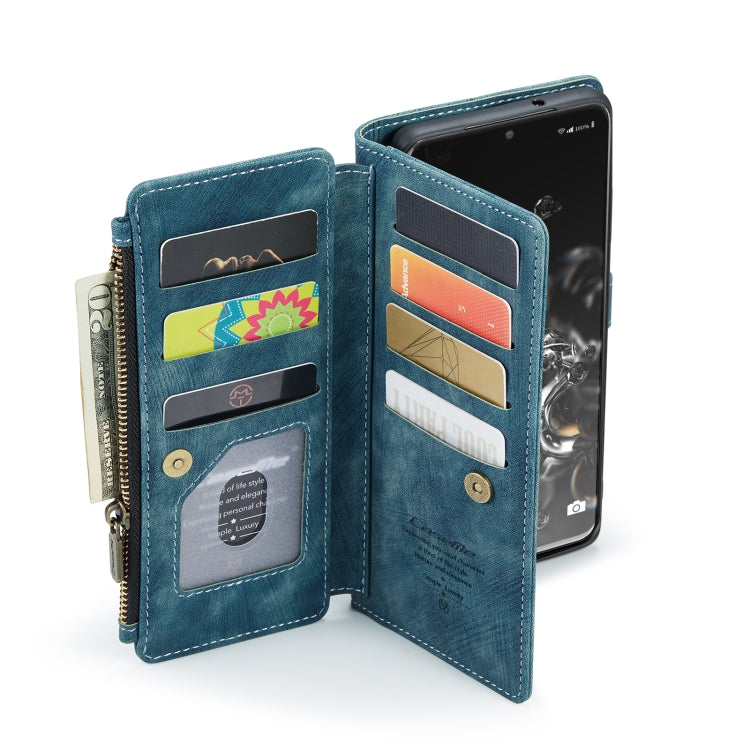 For Samsung Galaxy S20 Ultra 5G CaseMe-C30 PU + TPU Multifunctional Horizontal Flip Leather Case with Holder & Card Slot & Wallet & Zipper Pocket(Blue) by CaseMe