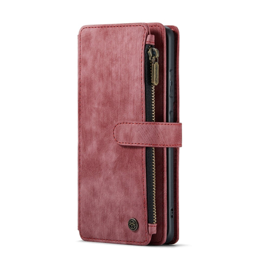 For Samsung Galaxy S21 FE CaseMe-C30 PU + TPU Multifunctional Horizontal Flip Leather Case with Holder & Card Slot & Wallet & Zipper Pocket(Red) by CaseMe