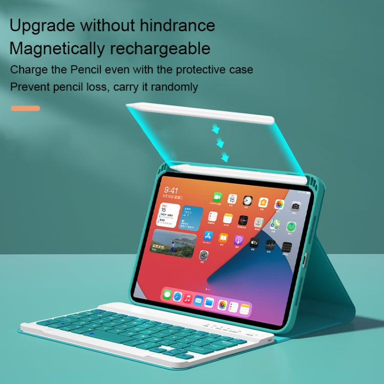 HK006D Square Keys Detachable Bluetooth Solid Color Keyboard Leather Tablet Case with Colorful Backlight & Holder for iPad mini 6(Mint Green) by buy2fix