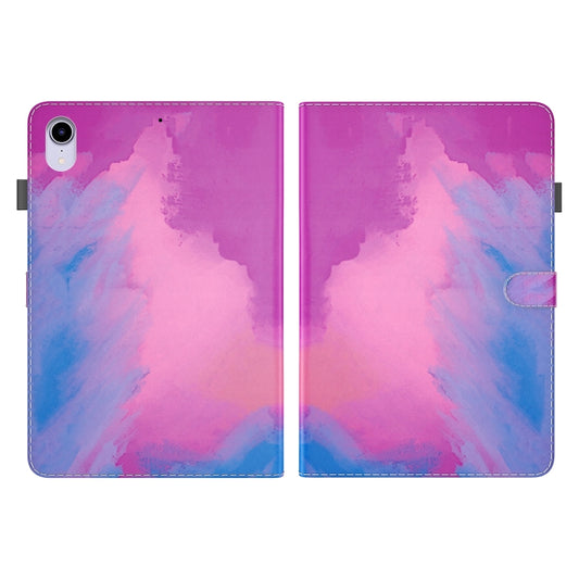 For iPad mini 2024 / mini 6 Watercolor Pattern Skin Feel Magnetic Horizontal Flip PU Leather Tablet Case with Holder & Card Slots & Photo Frame(Purple Red) by buy2fix