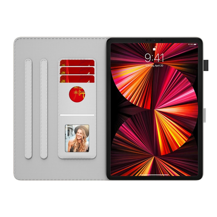 For iPad Pro 12.9 2022 / 2021 / 2020 Watercolor Pattern Skin Feel Magnetic Horizontal Flip PU Leather Tablet Case with Holder & Card Slots & Photo Frame & Sleep / Wake-up Function(Purple Red) by buy2fix