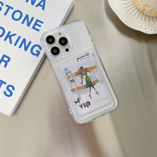 For iPhone 13 Pro Max Transparent Card Slot Shockproof TPU Protective Case by buy2fix