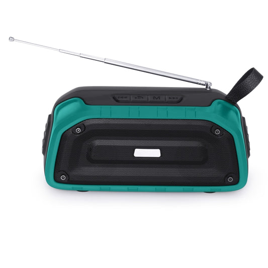 New Rixing NR-906FM TWS Waterproof Bluetooth Speaker Support Hands-free Call / FM with Handle & Antenna(Emerald Green) - Desktop Speaker by NewRixing | Online Shopping UK | buy2fix