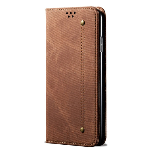 For Xiaomi Mi CC9 / Mi 9 Lite Denim Texture Casual Style Horizontal Flip Leather Case with Holder & Card Slots & Wallet(Brown) by buy2fix