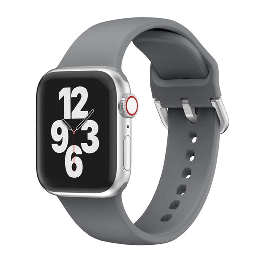 Single-color Silicone Buckle Strap Watch Band For Apple Watch Series 9&8&7 41mm / SE 3&SE 2&6&SE&5&4 40mm / 3&2&1 38mm(Dark Grey) by buy2fix
