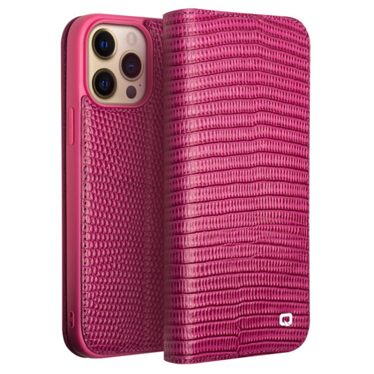 For iPhone 13 Pro Max QIALINO Small Crocodile Texture Horizontal Flip Leather Case with Holder & Card Slots & Wallet (Rose Red) - iPhone 13 Pro Max Cases by QIALINO | Online Shopping UK | buy2fix