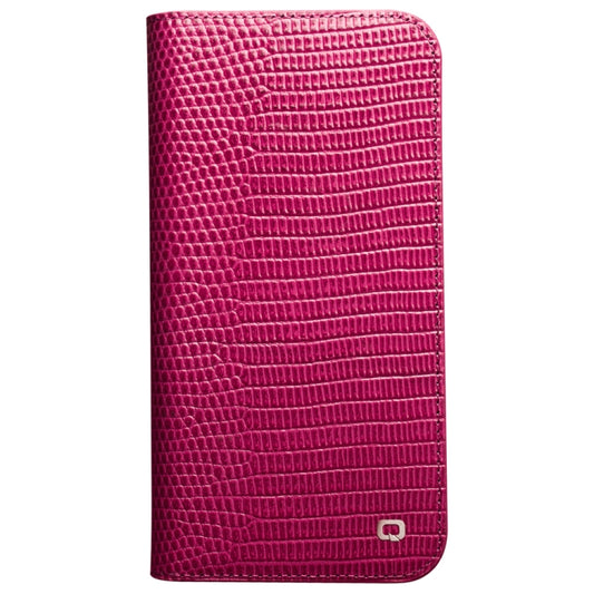 For iPhone 13 Pro Max QIALINO Small Crocodile Texture Horizontal Flip Leather Case with Holder & Card Slots & Wallet (Rose Red) by QIALINO