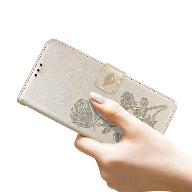 For Xiaomi Redmi 10 Rose Embossed Horizontal Flip PU Leather Case with Holder & Card Slots & Wallet(Gold) by buy2fix