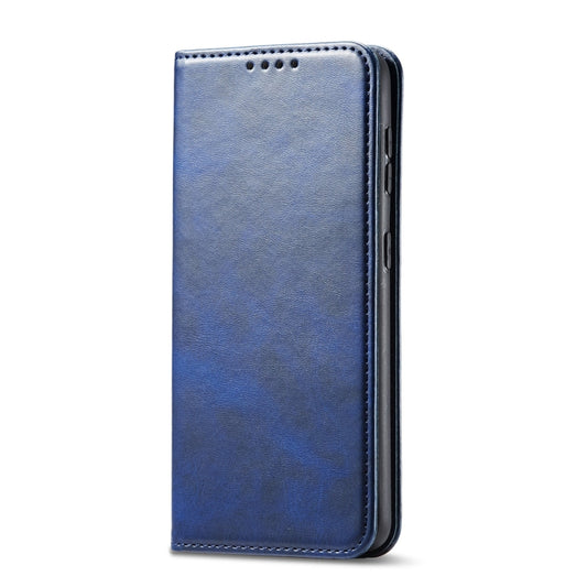 For Samsung Galaxy S21 FE Calf Texture Magnetic Horizontal Flip Leather Case with Holder & Card Slots & Wallet(Blue) by buy2fix
